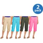 White Stag Women's Core Pull-on Capri 2 Pack Value Bundle