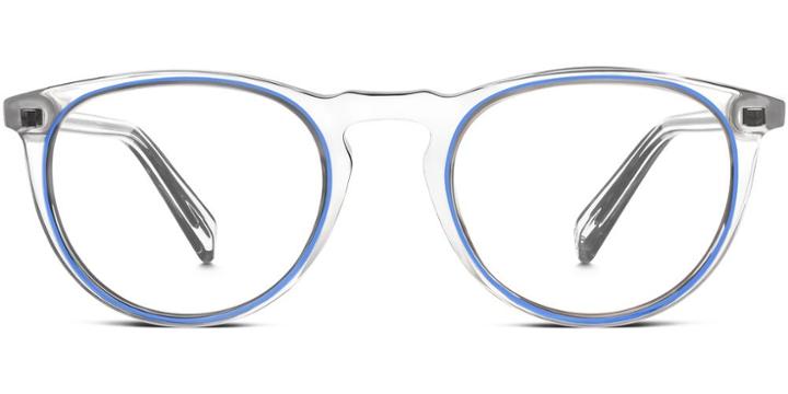 Warby Parker Eyeglasses - Haskell In Crystal With Blue Jay
