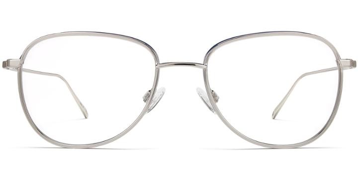 Waldman M Eyeglasses In Polished Silver With Blue Matte (rx)