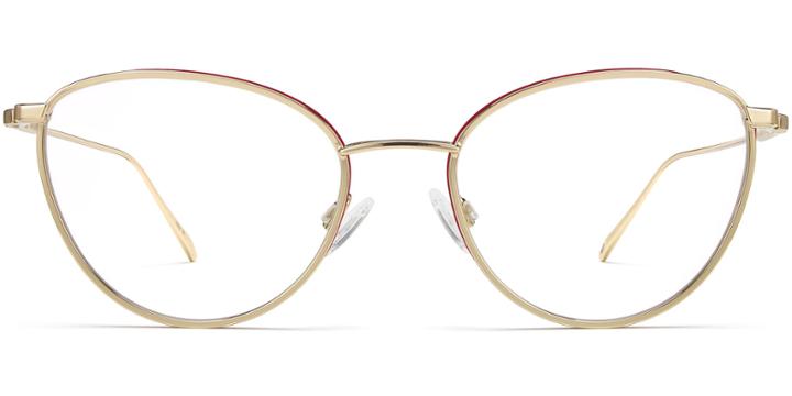 Elise F Eyeglasses In Polished Gold With Burgundy (rx)