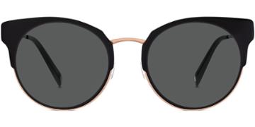 Cleo F Sunglasses In Jet Black With Rose Gold (grey Rx)