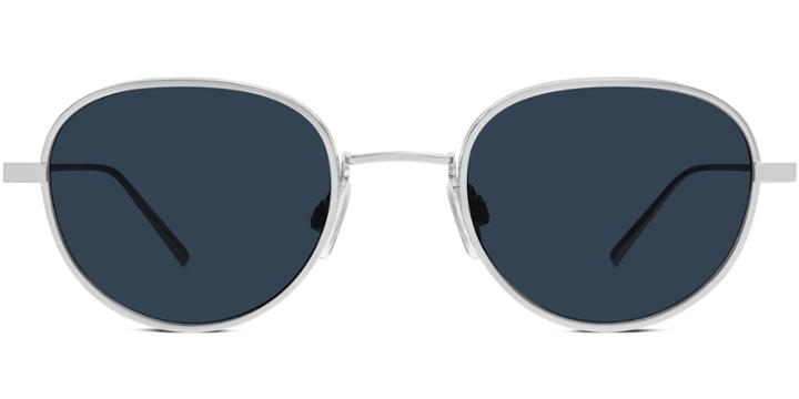 Mercer M Sunglasses In Polished Silver (blue Rx)