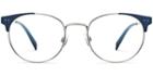 Townsend M Eyeglasses In Polished Silver With Brushed Navy (rx)
