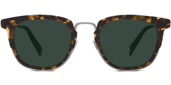 Avery M Sunglasses In Hazelnut Tortoise Matte With Silver (green Rx)