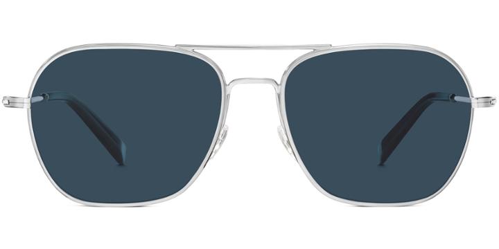 Abe M Sunglasses In Polished Silver (blue Rx)