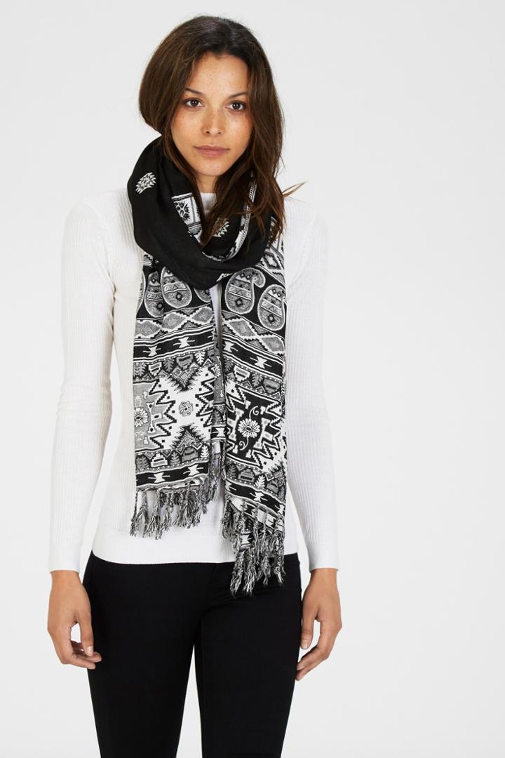 Warehouse Mono Border Oversized Scarf