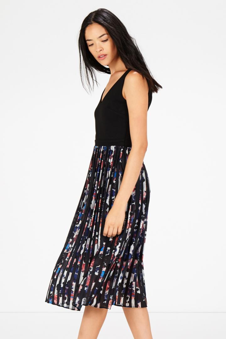 Warehouse Printed Pleated Skirt Dress