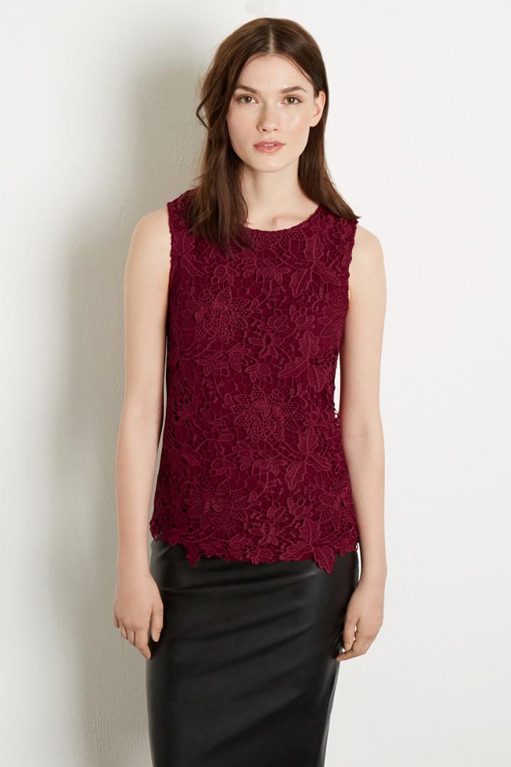 Warehouse Pretty Leaf Lace Shell Top