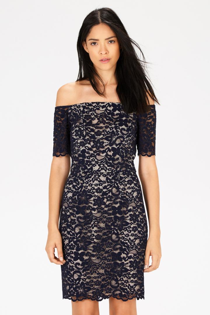 Warehouse Lace Bardot Pencil Dress