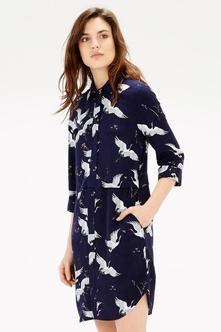 Warehouse Bird Print Shirt Dress