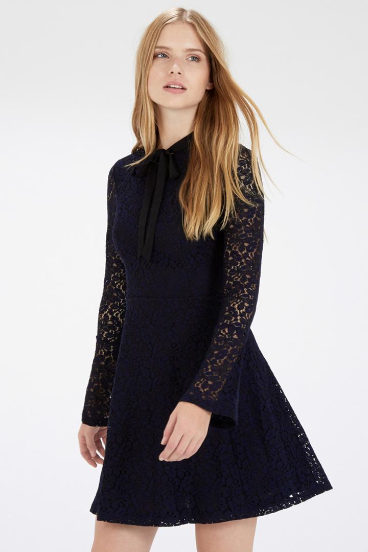 Warehouse Lace Pussy Bow Dress