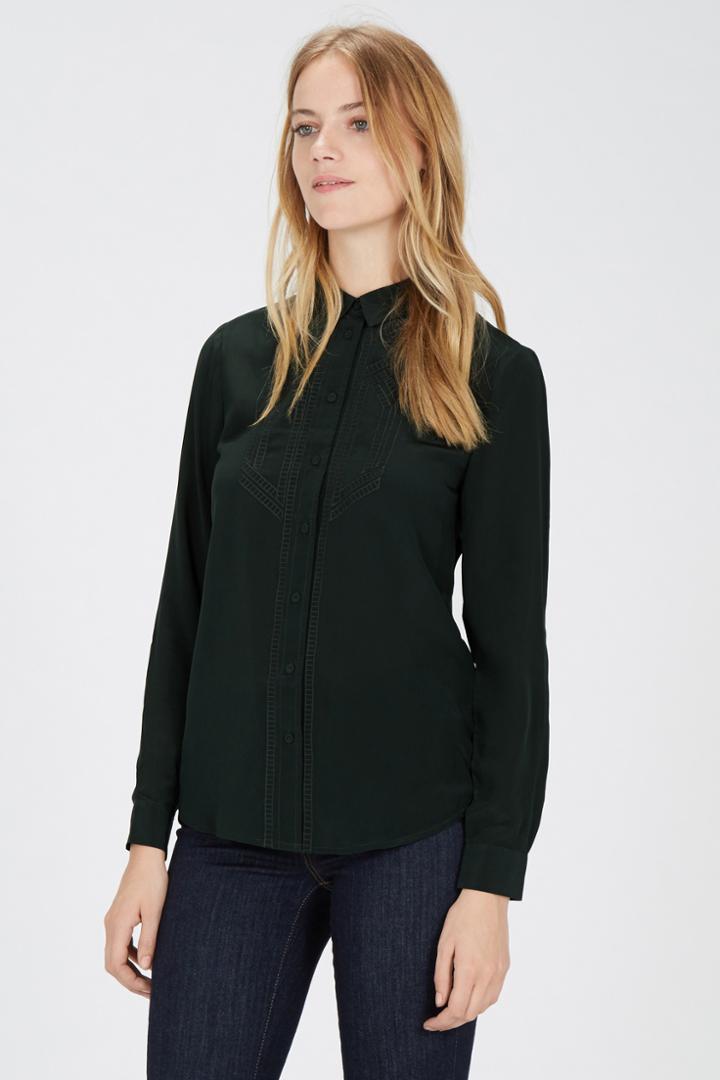 Warehouse Embroidered Silk Blouse