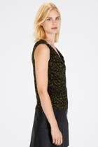 Warehouse Animal Print Zip Detail Top