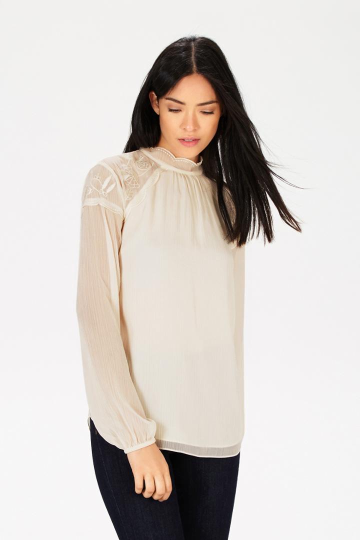 Warehouse Embroidered High Neck Top