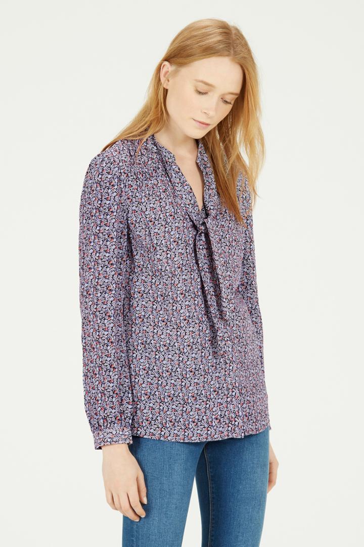 Warehouse Mini Ditsy Tie Neck Blouse
