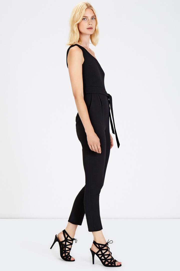 Warehouse Belted One Shoulder Jumpsuit
