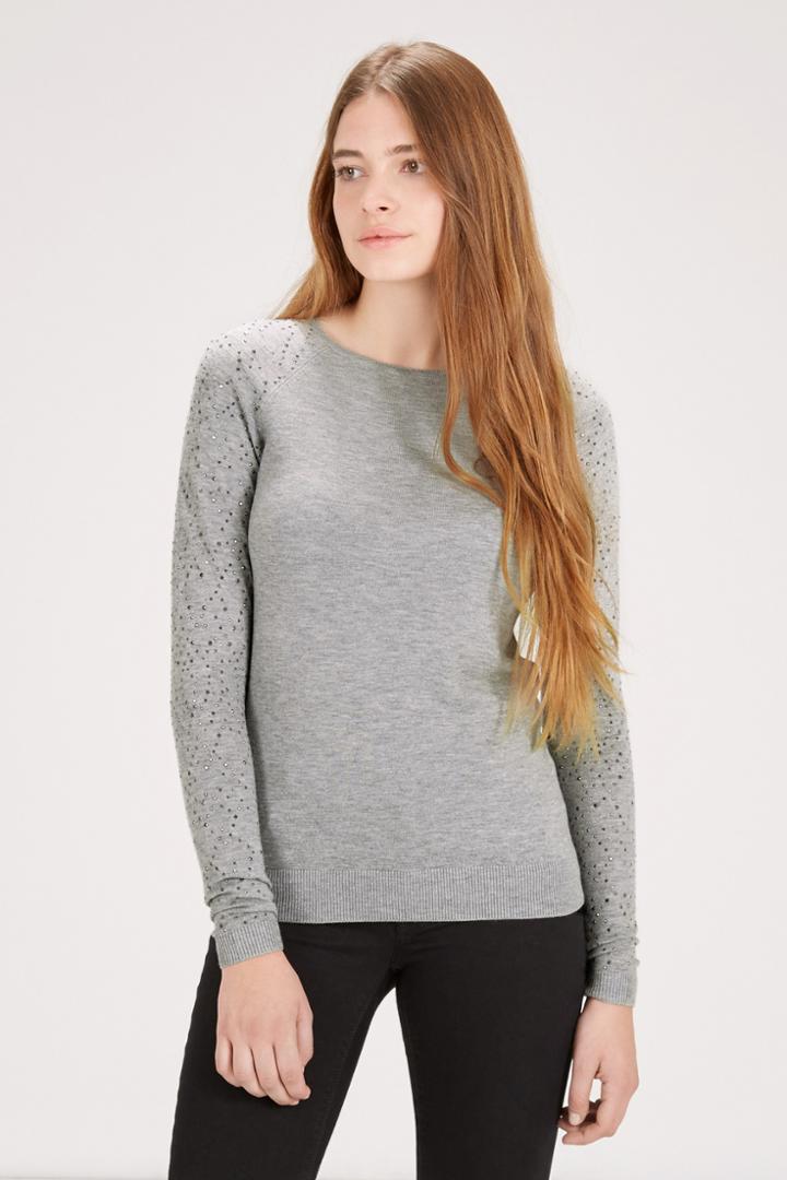 Warehouse Diamante Sleeve Jumper