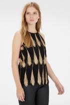 Warehouse Feather Jacquard Top