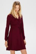 Warehouse Long Sleeve Crepe Wrap Dress