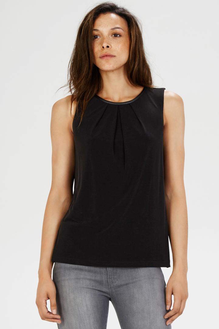 Warehouse Faux Leather Trim Top