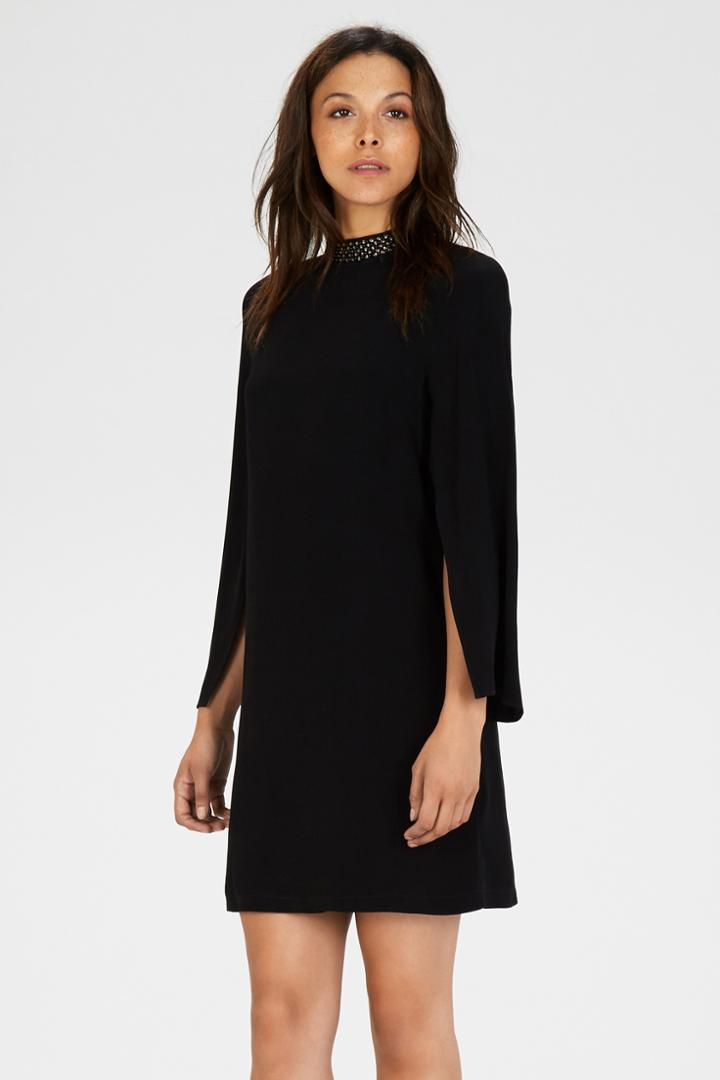 Warehouse Cape Sleeve Embellished Dress
