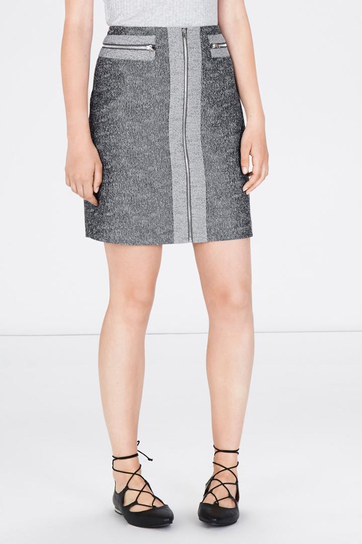 Warehouse Textured Zip Front Skirt