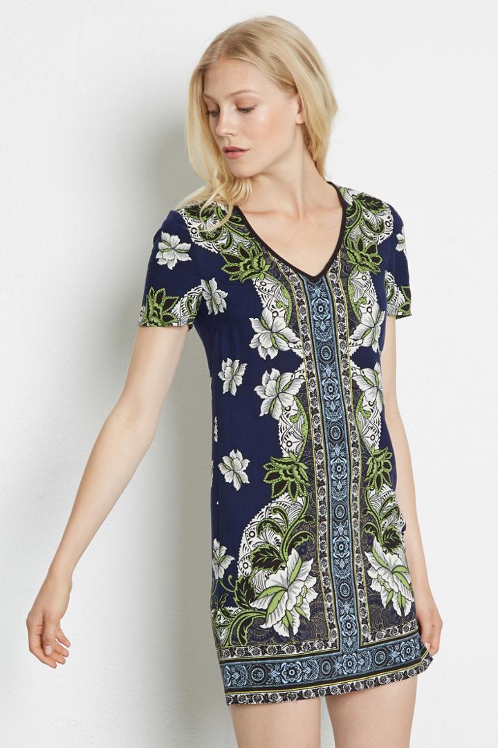 Warehouse Border Floral Tee Shirt Dress