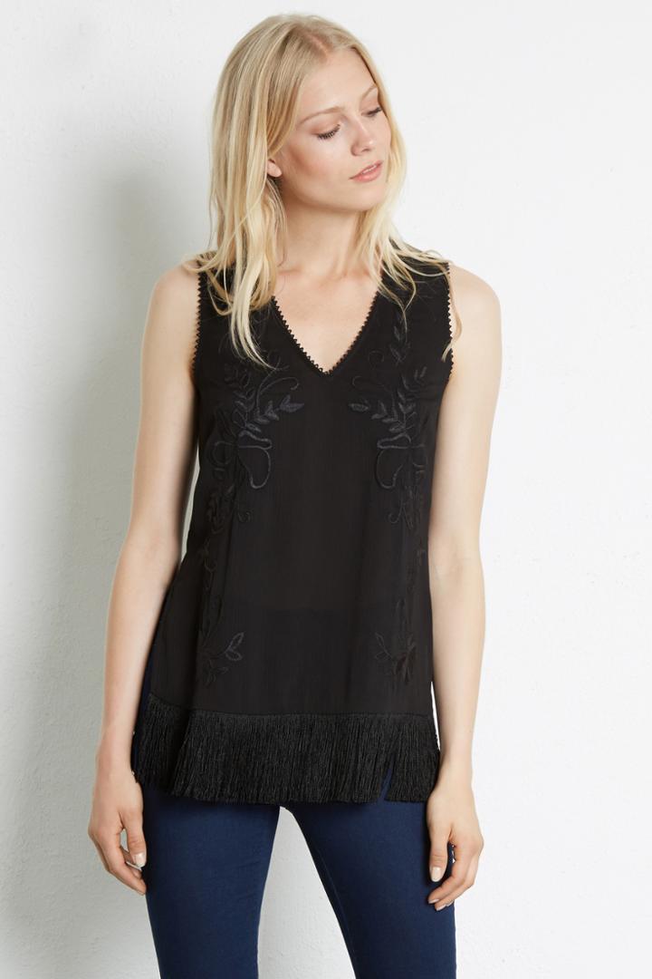 Warehouse Embroidered Tassel Vest