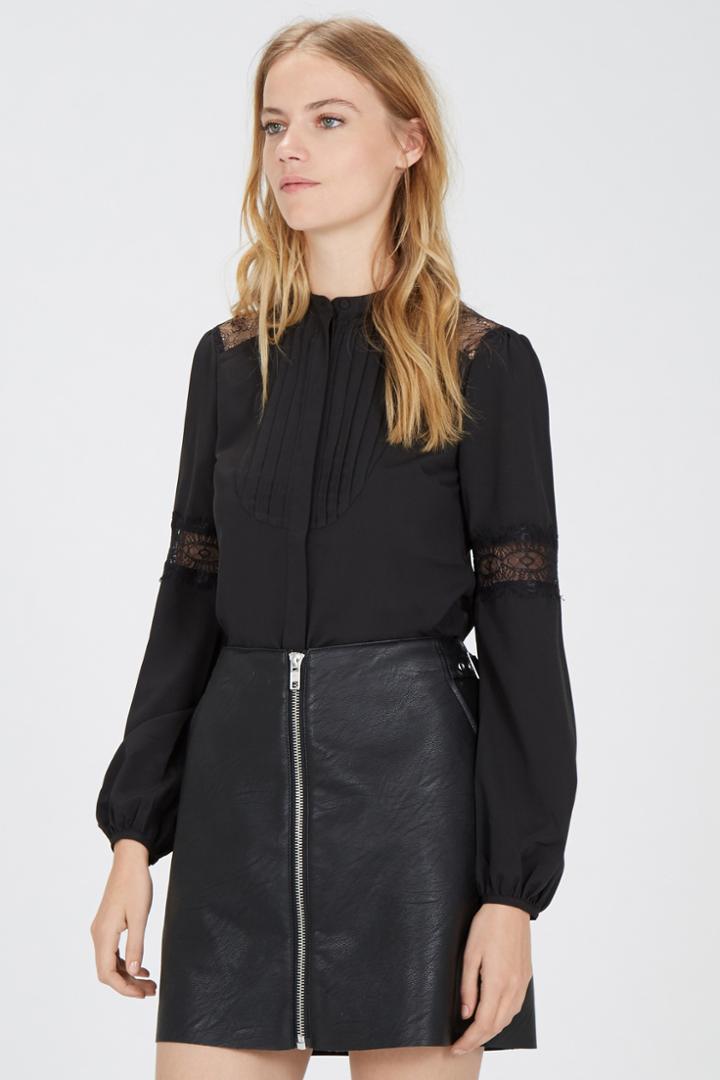 Warehouse Bib Lace Insert Blouse