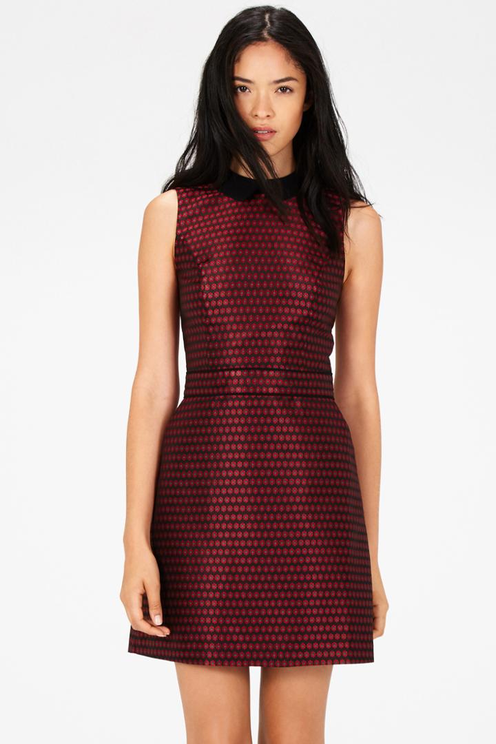 Warehouse Ditsy Floral Jacquard Dress
