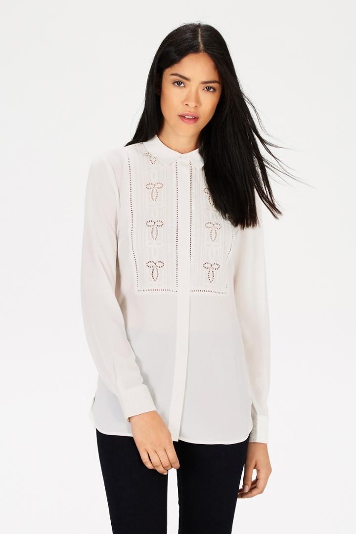 Warehouse Embroidered Bib Blouse
