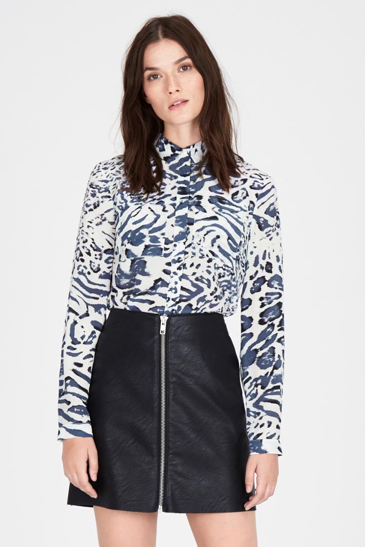 Warehouse Leopard Print Silk Blouse