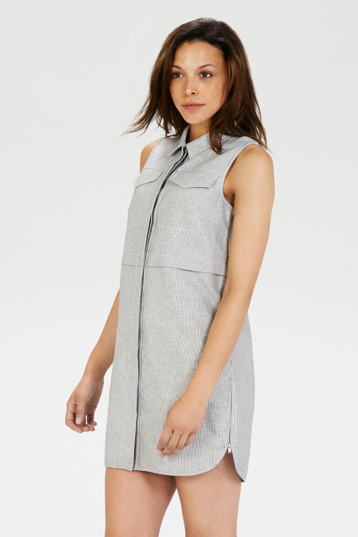 Warehouse Sleeveless Stripe Shirt Dress