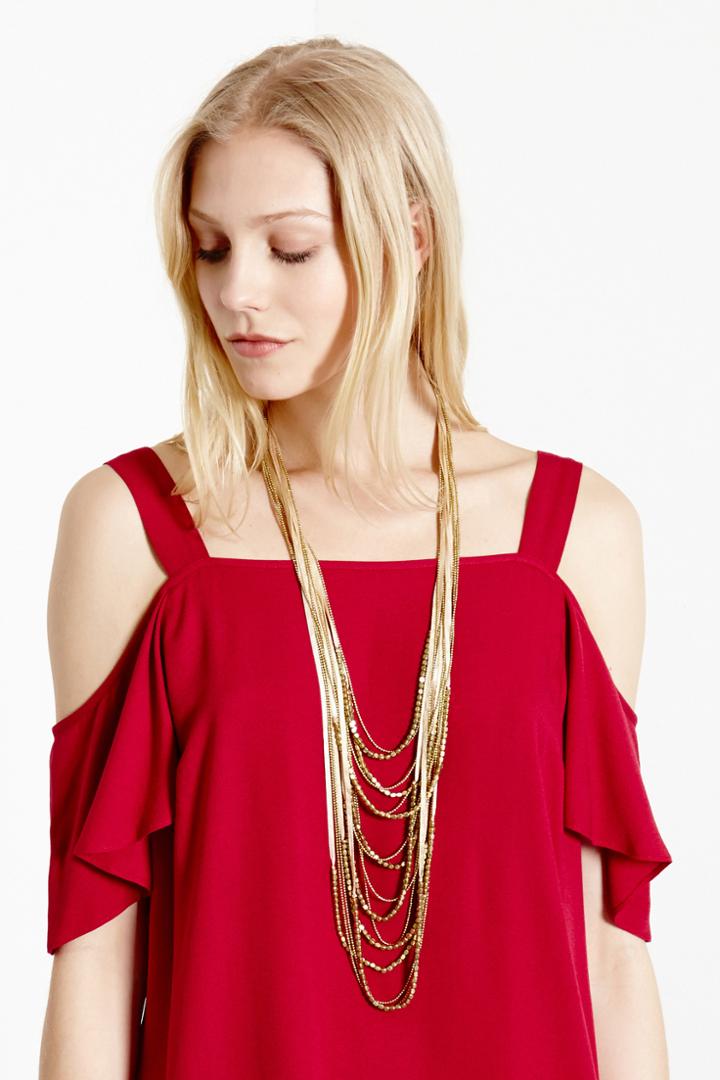 Warehouse Layered Bead Chain Necklace