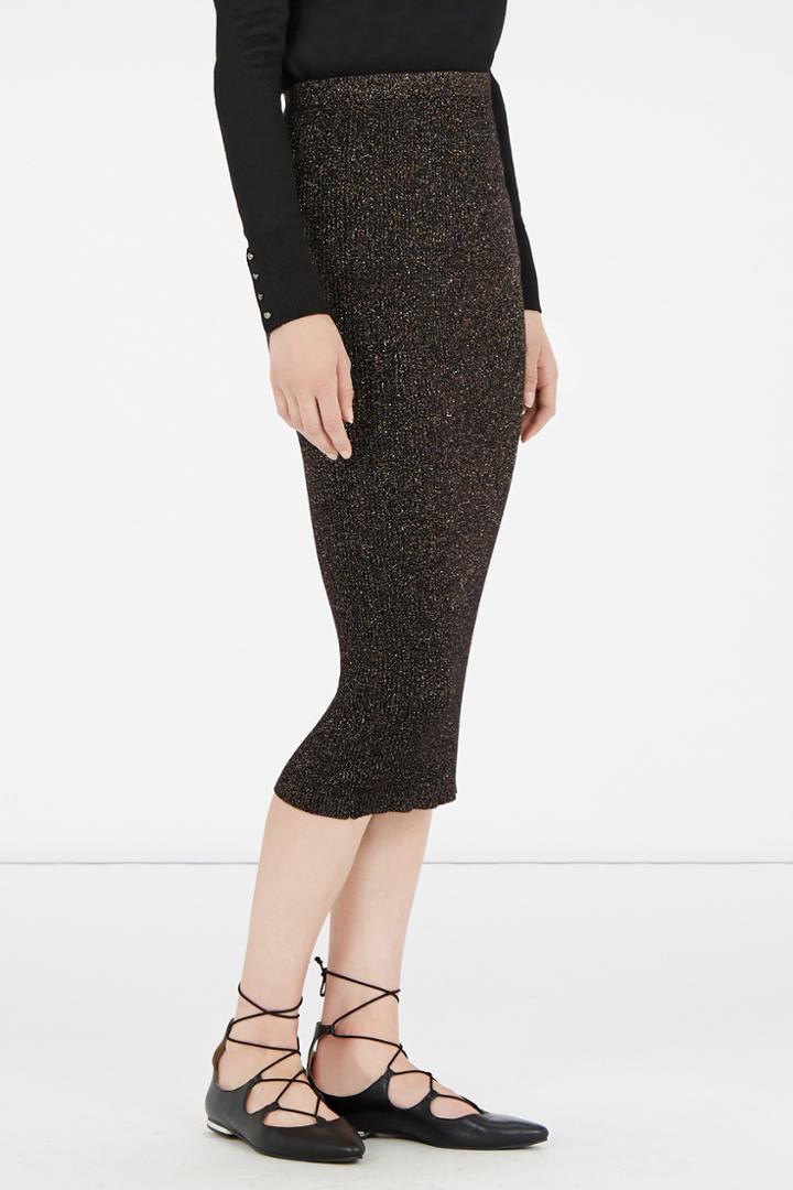 Warehouse Ribbed Sparkle Tube Skirt