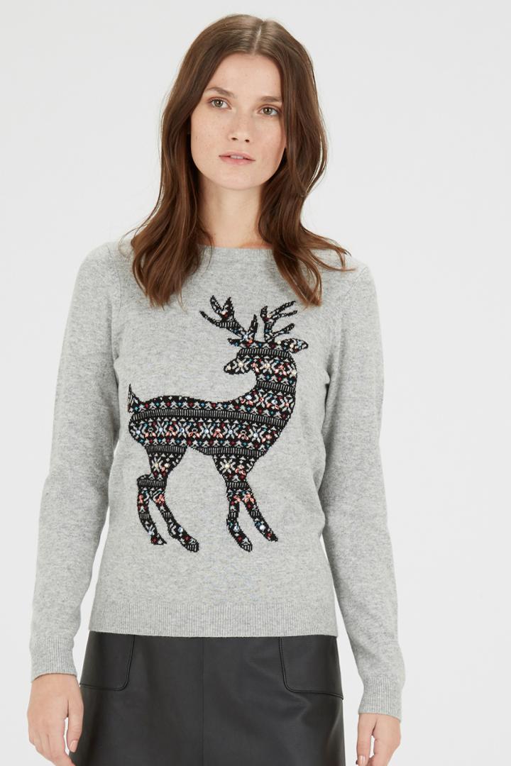 Warehouse Embellished Reindeer Jumper