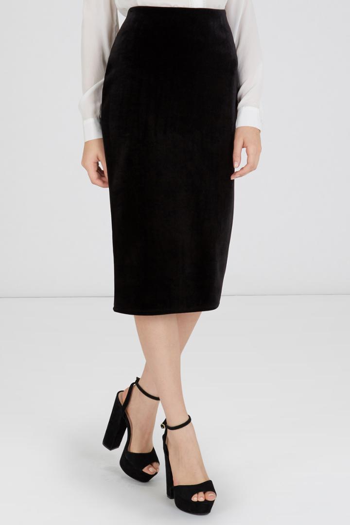 Warehouse Bonded Velvet Pencil Skirt