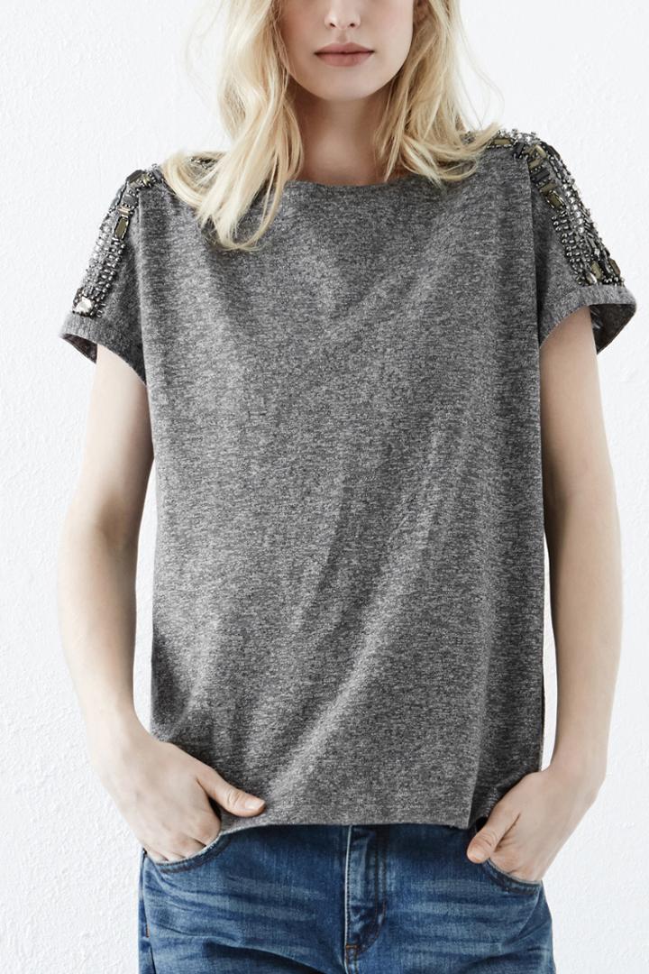 Warehouse Embellished Shoulder Tee