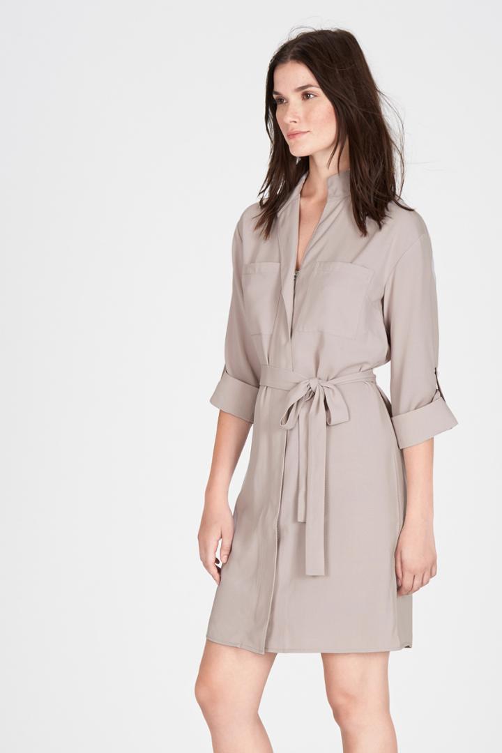 Warehouse Zip Front Shirt Dress