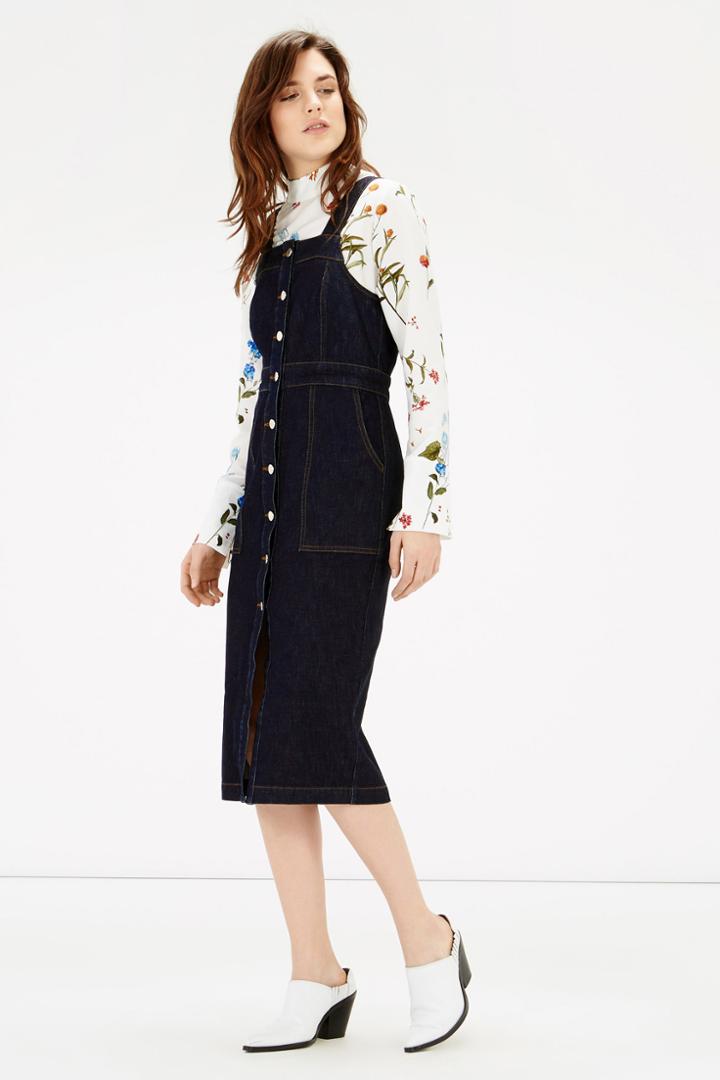 Warehouse Button Through Pinafore