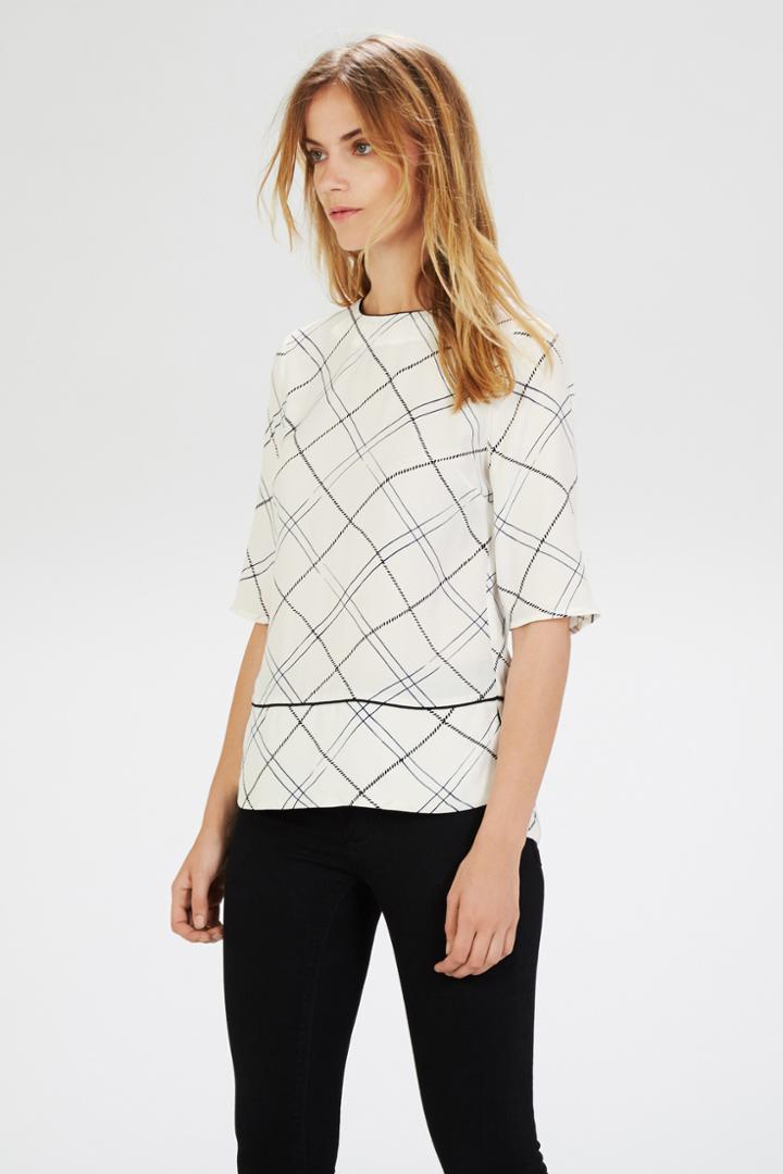 Warehouse Check Panelled Boyfriend Top