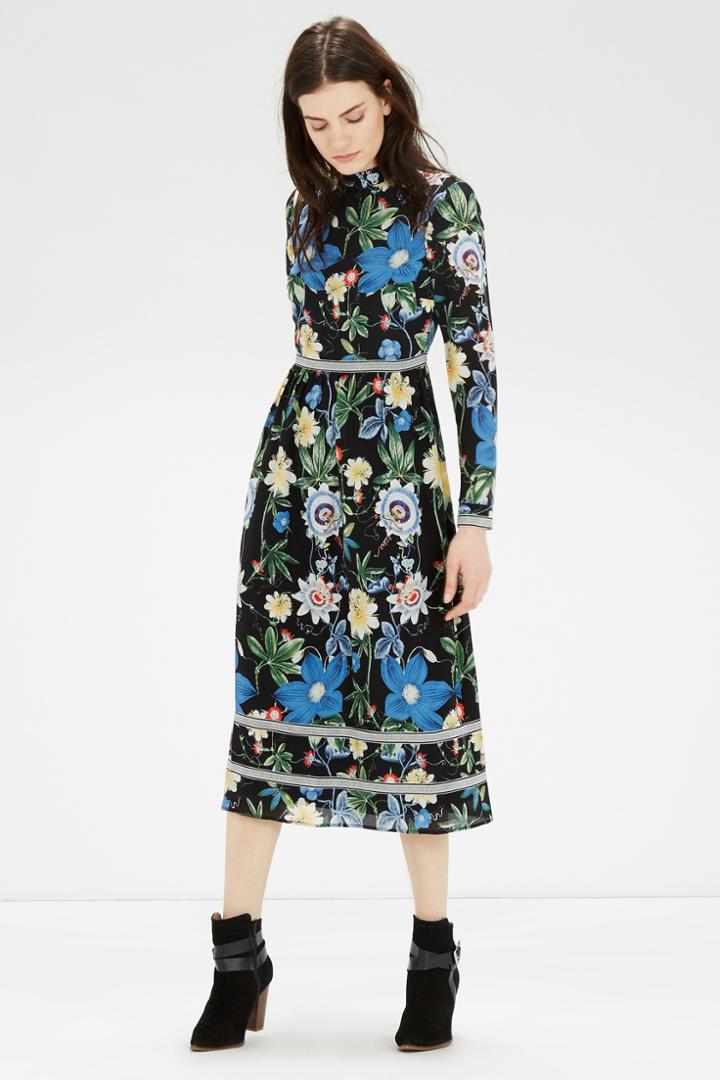 Warehouse Silk Botanical Dress
