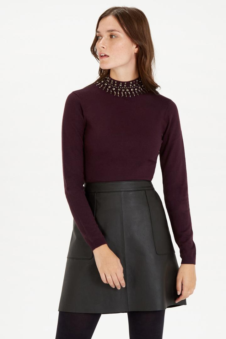 Warehouse Premium Diamante Collar Jumper