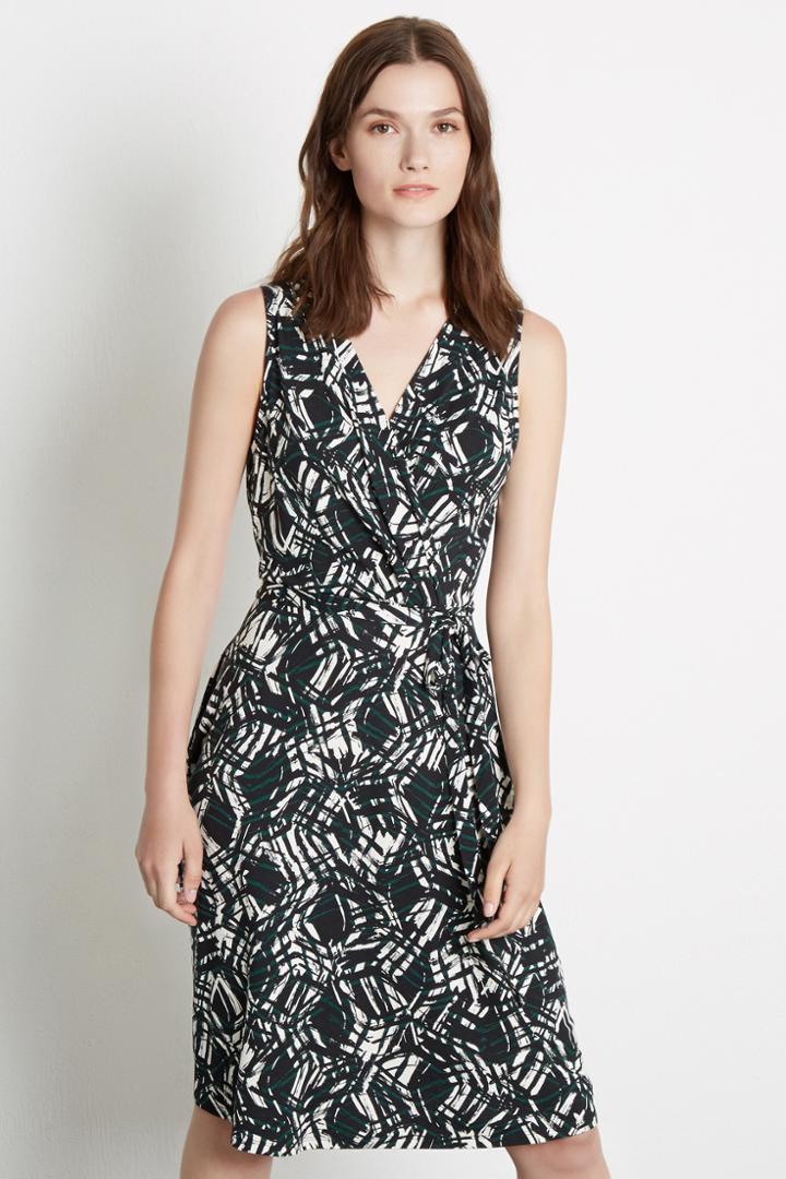 Warehouse Abstract Tribal Wrap Dress