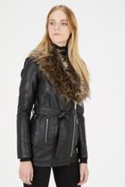 Warehouse Faux Leather Belted Jacket