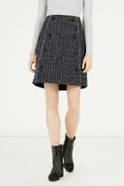 Warehouse Button Front Tweed Skirt