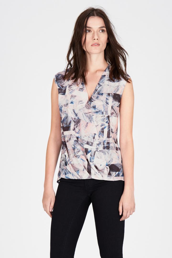 Warehouse Texture Print Wrap Top