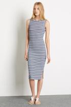 Warehouse Stripe Ribbed Midi Dress