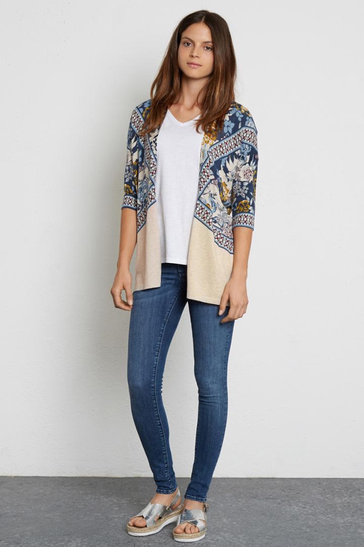 Warehouse Border Print Kimono Cardi