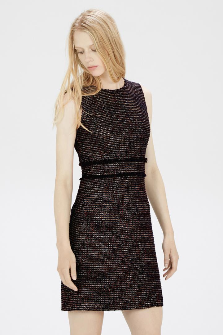 Warehouse Waist Detail Tweed Shift Dress